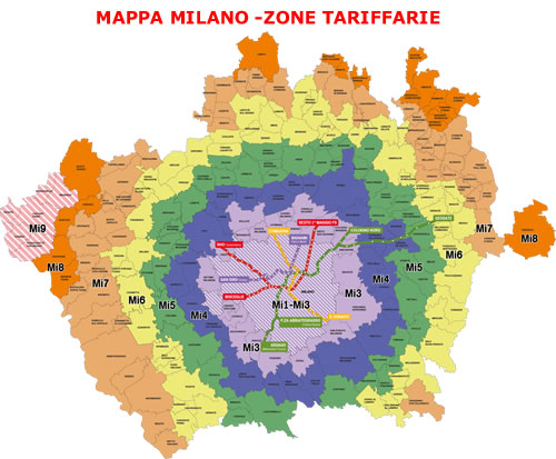 Mappa Milano Zone Tariffarie