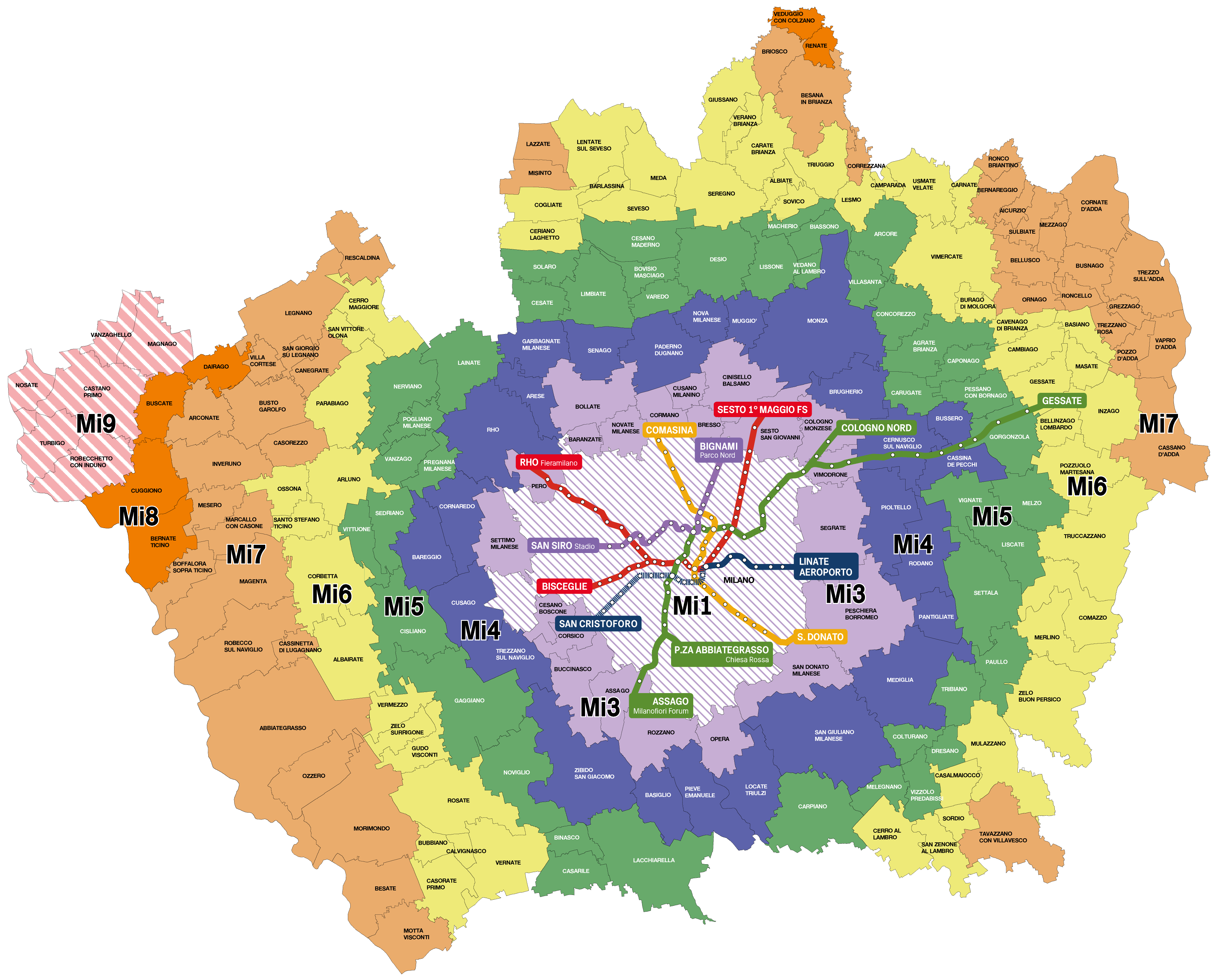 Mappa sistema tariffario zone Milano